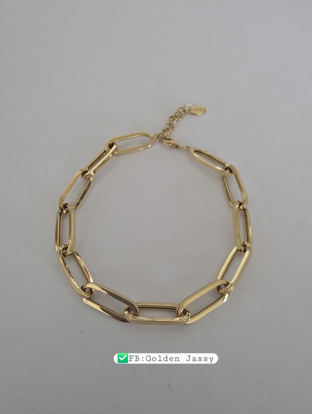 18K Real Gold PaperClip Bracet 7.5"-8.5"long